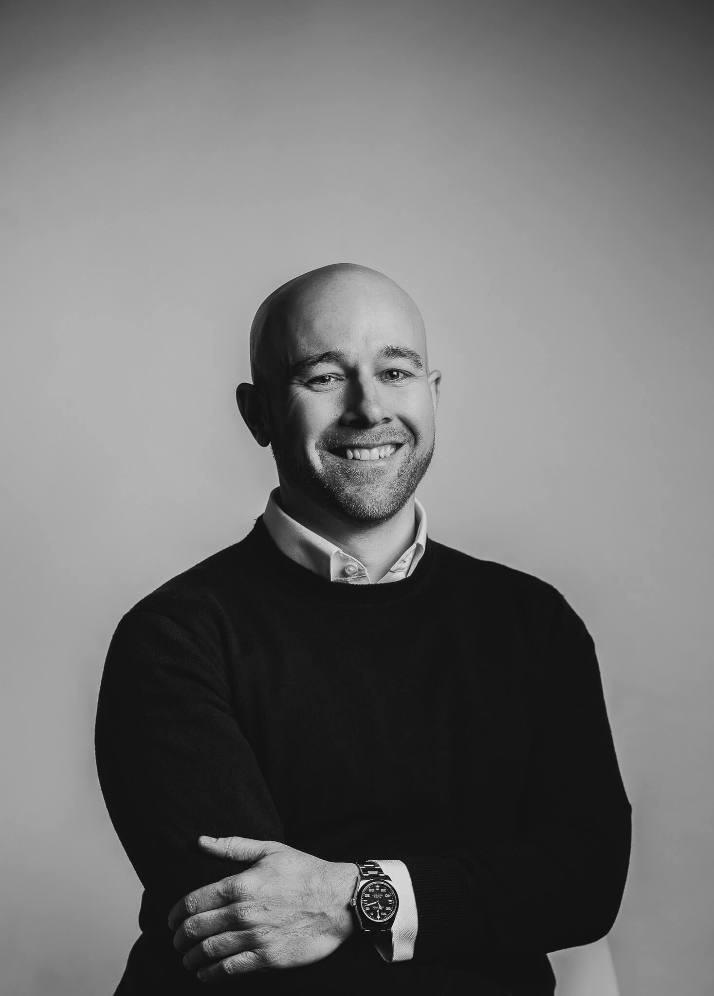 Head shot in black and white of Liam MacCarthy director of Till AM